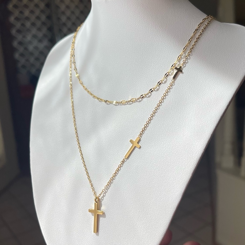 18k gold plated double necklace